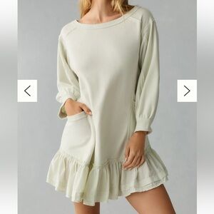 ANTHROPOLOGIE ELDRIDGE LIGHT PASTEL GREEN OVERSIZED RUFFLE EDGE DRESS